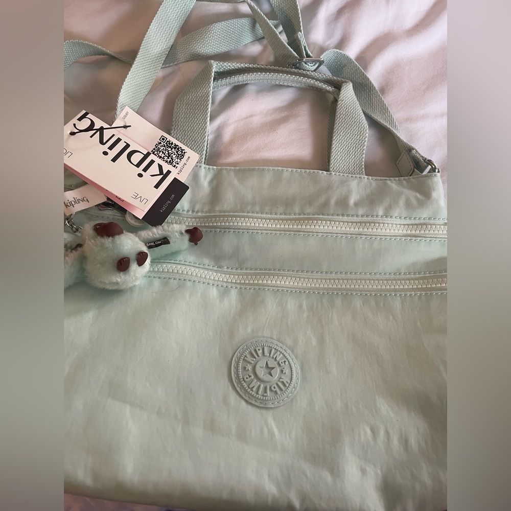 Kipling Blue Tote Bag with Signature Charm NWT